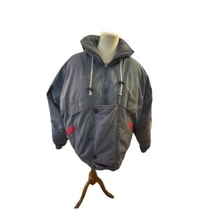 Vintage Men's Triple Fat Goose Puffer Jacket Goose Down Gray/Red Large warm